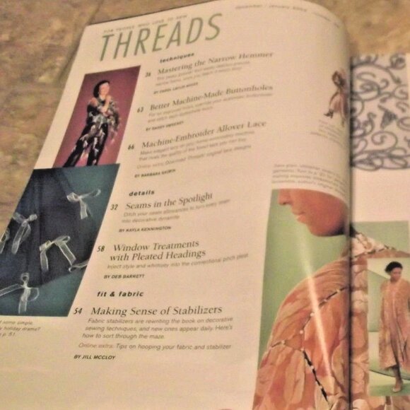2/$35 THREADS Magazine For People Who Love To Sew January 2002 No 98 Vintage - Picture 2 of 4